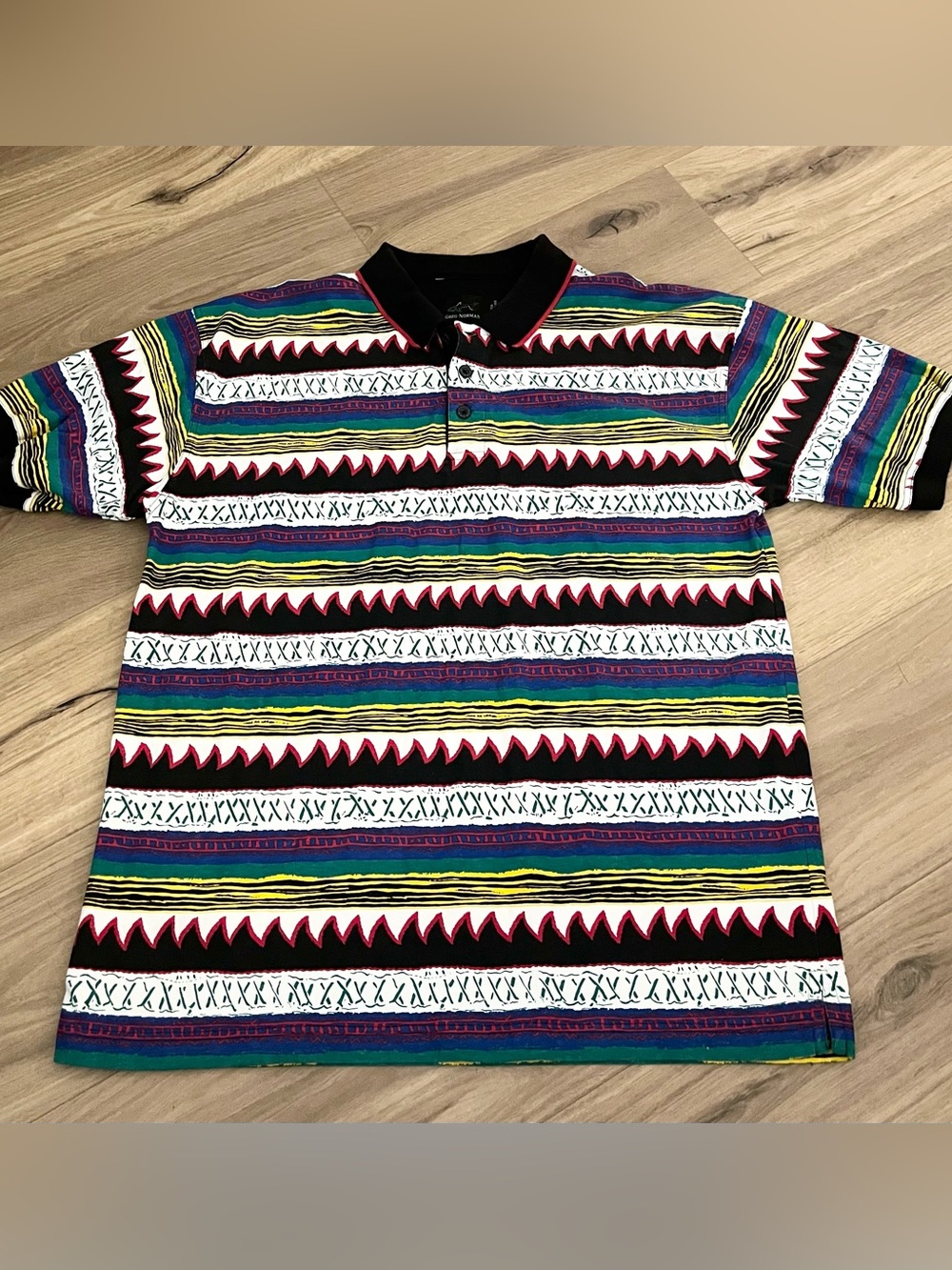 Greg Norman Collection Multicolor Stripe Polo - Black Collar